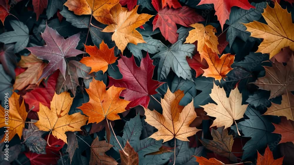 A close-up of colorful autumn leaves scattered on the ground A close-up of colorful autumn leaves scattered on the ground