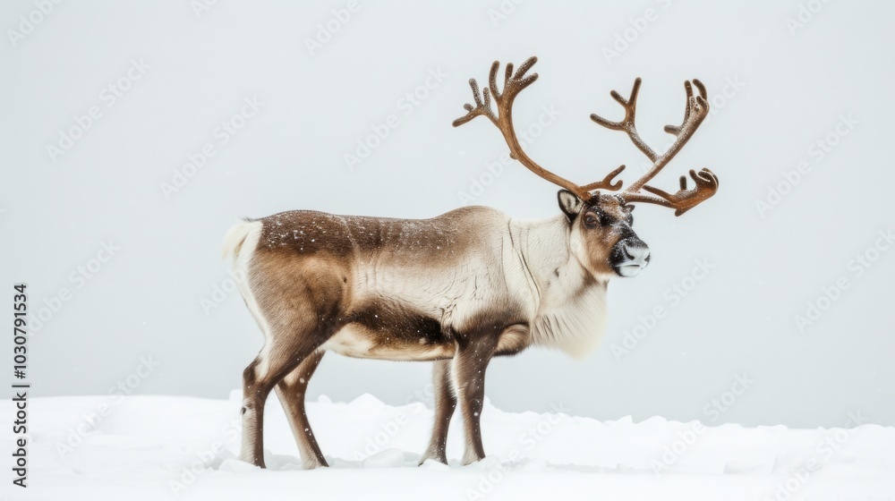 Reindeer in the Snow: A Majestic Winter Scene Reindeer in the Snow: A Majestic Winter Scene