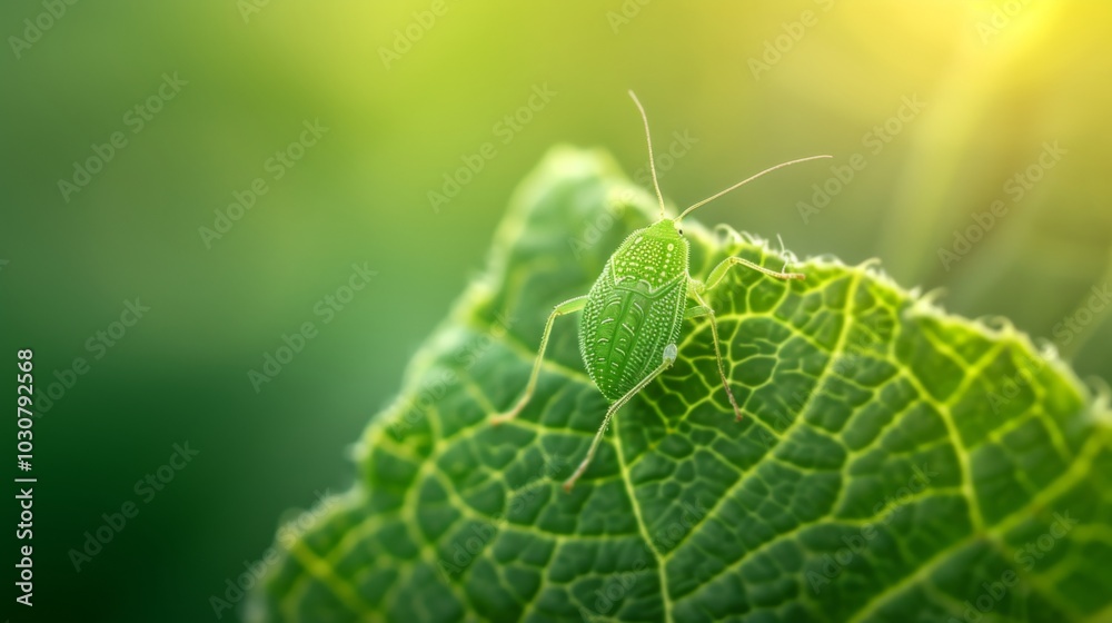 Green Bug on Leaf: A Macro Photography Masterpiece Green Bug on Leaf: A Macro Photography Masterpiece