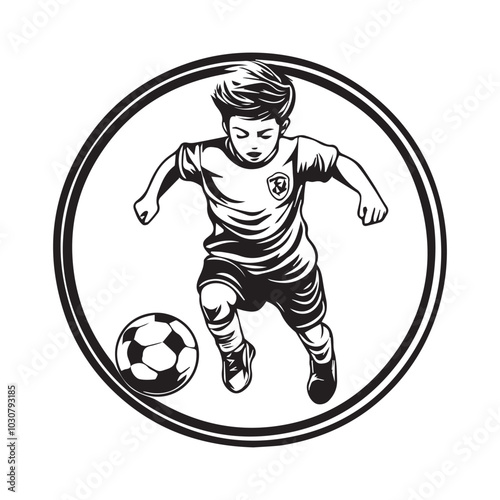 Kids soccer logo template football design Vector Image isolated on white background.