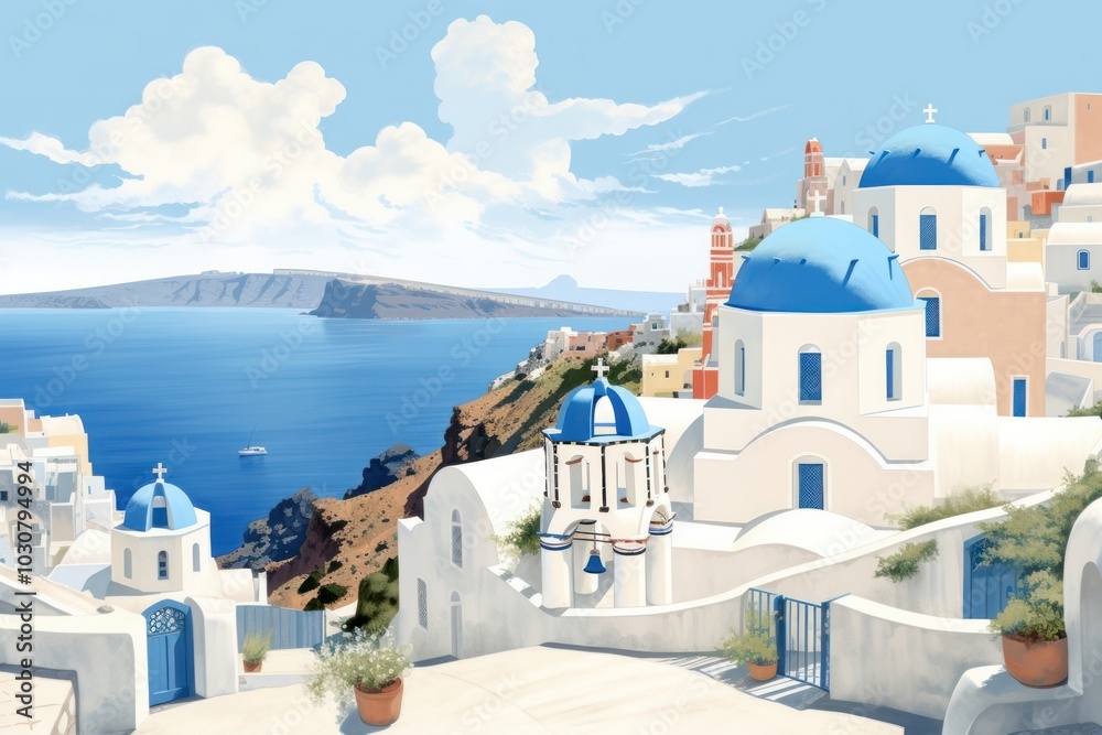 Obraz premium Santorini landmark plant.