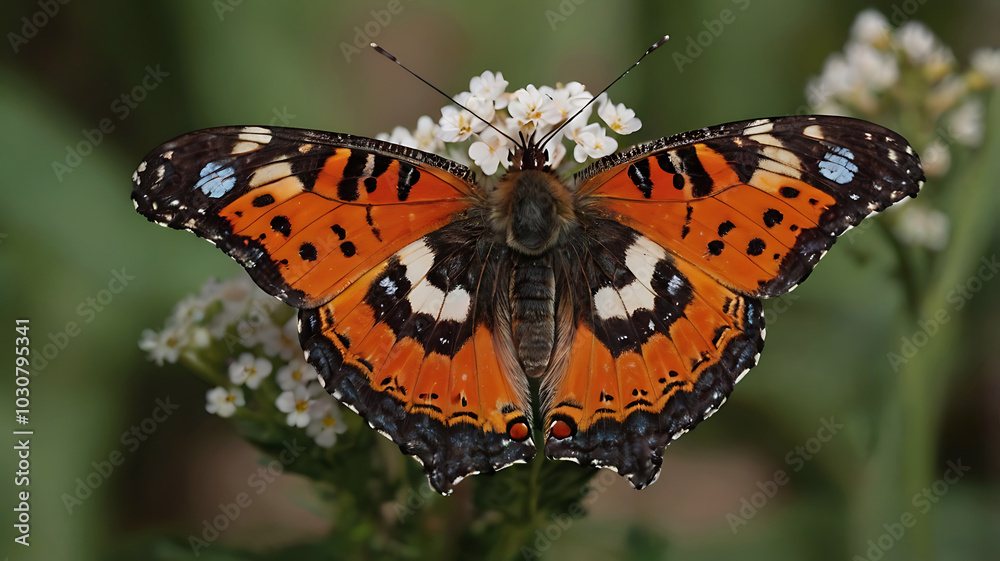 Obraz premium Closeup Of A Butterfly Serene Capturing Cemetery Mirroring Beauty Background