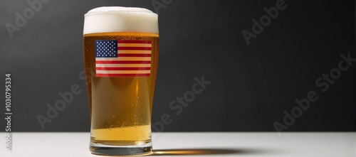 Patriotic pint glass of beer showcasing an American flag perfect for celebrations photo