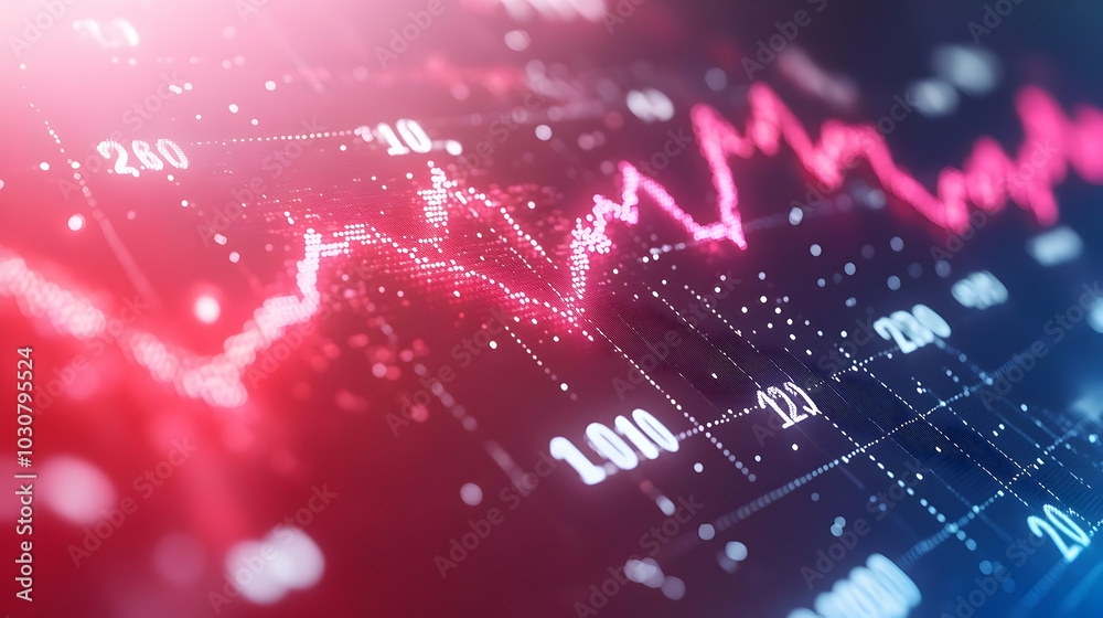 Abstract financial chart with fluctuating data trends and colors. Abstract financial chart with fluctuating data trends and colors.