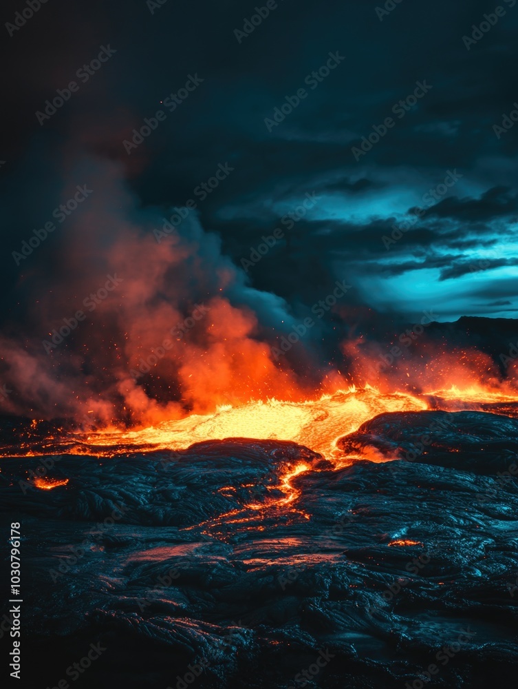 Fototapeta premium Lava Plume Ocean