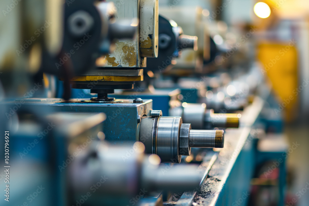 Industrial CNC Metalworking Machines in a Factory Producing Precision Parts Industrial CNC Metalworking Machines in a Factory Producing Precision Parts