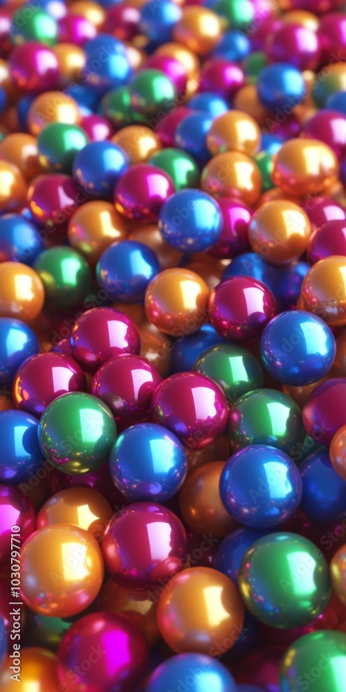 Colorful, shiny balls in vibrant hues, creating a playful and festive atmosphere. Colorful, shiny balls in vibrant hues, creating a playful and festive atmosphere.