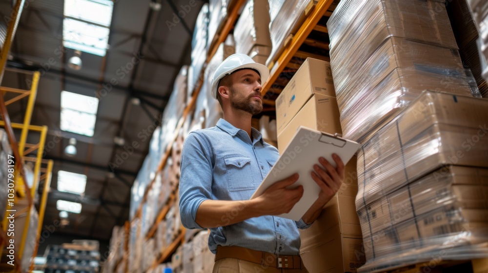 Warehouse Worker Checking Inventory: A Glimpse into the Logistics Industry Warehouse Worker Checking Inventory: A Glimpse into the Logistics Industry