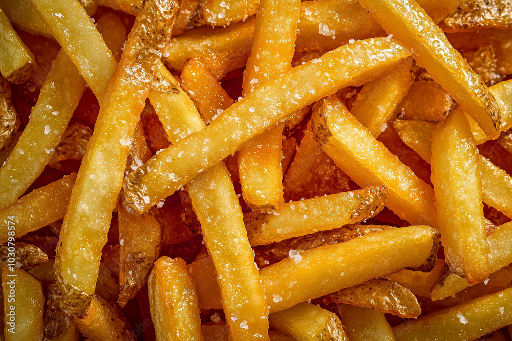 Golden Crispy French Fries: A Close-Up View of Deliciousness Golden Crispy French Fries: A Close-Up View of Deliciousness