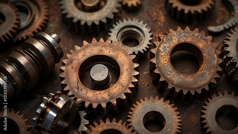 Joints made of rusty gears and metal, symbolizing the stiffness, pain, and immobility caused by arthritis. Joints made of rusty gears and metal, symbolizing the stiffness, pain, and immobility caused by arthritis.