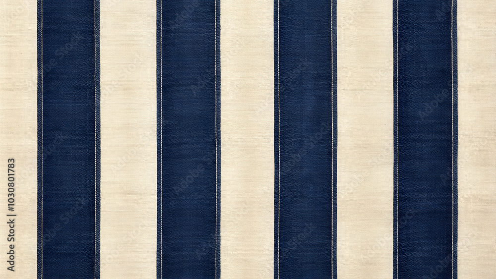Classic striped fabric pattern with navy blue and cream colors for textile design
Classic striped fabric pattern with navy blue and cream colors for textile design