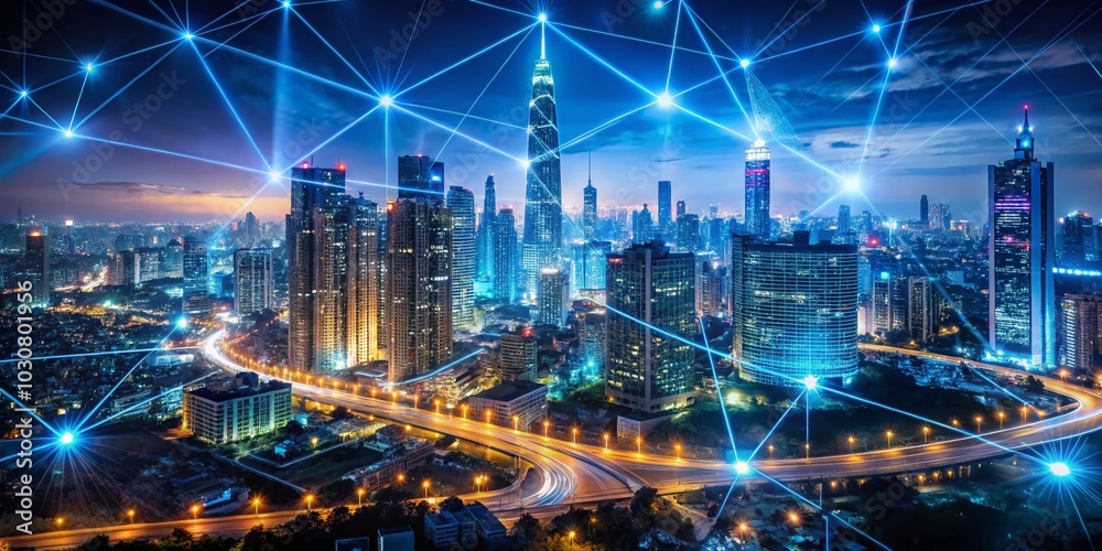 custom made wallpaper toronto digitalNight Photography of Business Intelligence and IoT in a Digital Landscape with Generative AI Elements