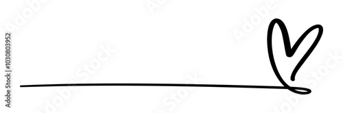 Calligraphic line for heart shape text is isolated on white background. Vector design element.