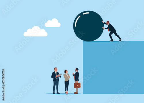 Conflict between colleagues, difference opinion, disagree. Problem, fight. Modern vector illustration in flat style