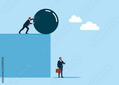 Conflict, blame, slander. between two businessman, life attempt. Problem, fight. Flat vector illustration
