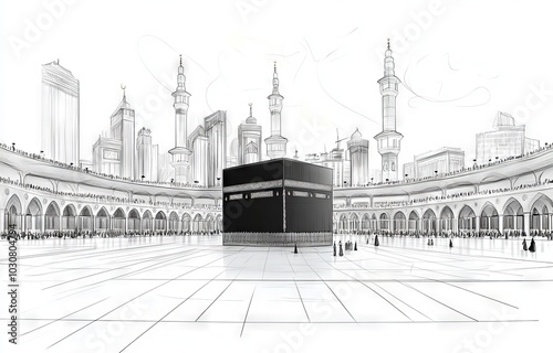 Hand-Drawn Kaaba in Mecca 
