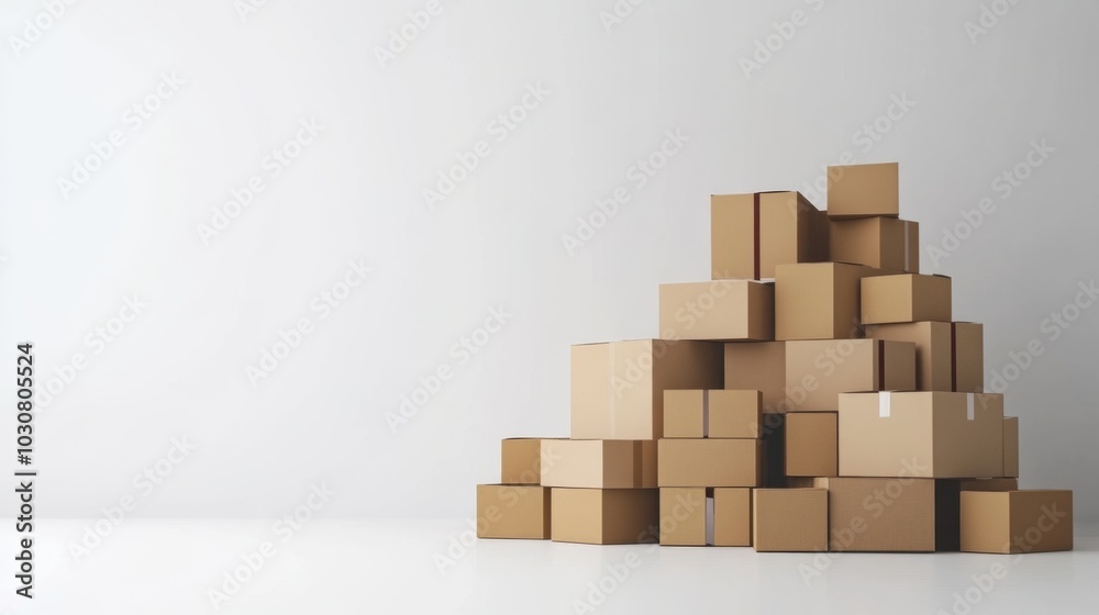 Stacked Cardboard Boxes: A Visual Representation of Moving Day