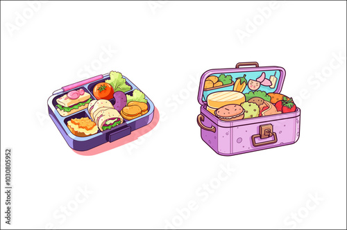 Lunch box Vector illustration Clipart, Lunch box & tiffin box Clipart, food lunch box.