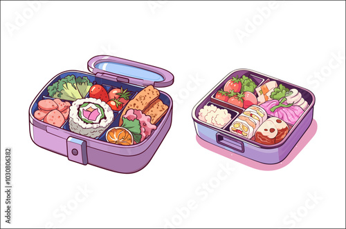 Lunch box Vector illustration Clipart, Lunch box & tiffin box Clipart, food lunch box.