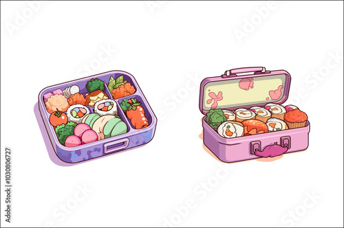 Lunch box Vector illustration Clipart, Lunch box & tiffin box Clipart, food lunch box.