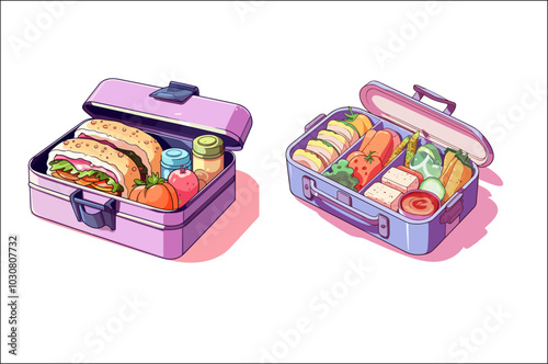 Lunch box Vector illustration Clipart, Lunch box & tiffin box Clipart, food lunch box.