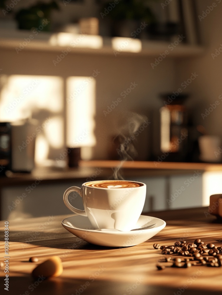 Fototapeta premium Coffee on Wooden Table