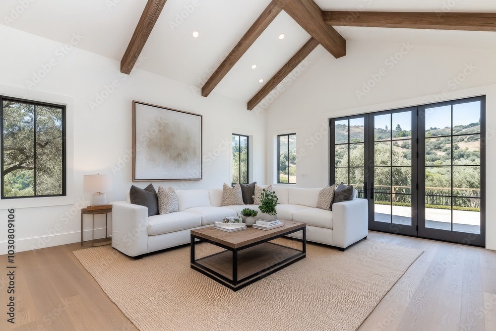 Modern Interior Design with White Sofa and Industrial-Style Elements Modern Interior Design with White Sofa and Industrial-Style Elements