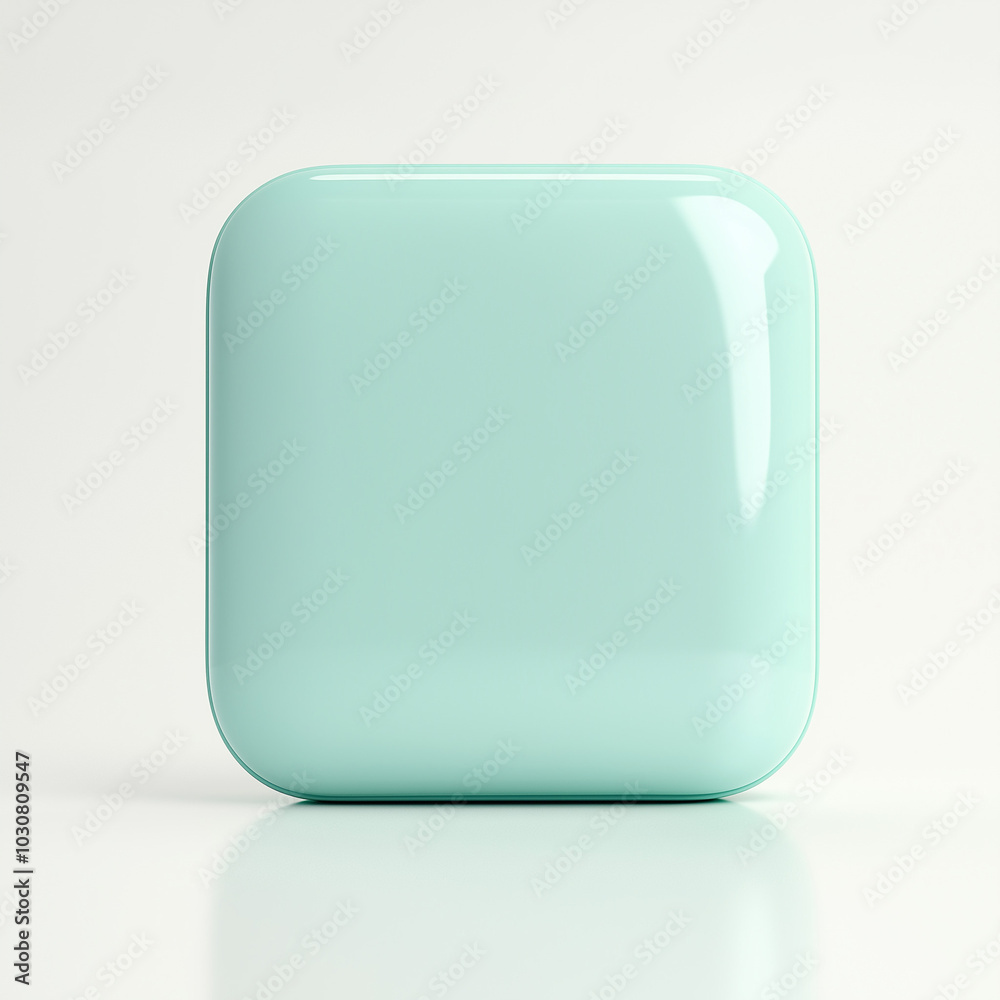 mint-colored 3D square on a white background mint-colored 3D square on a white background