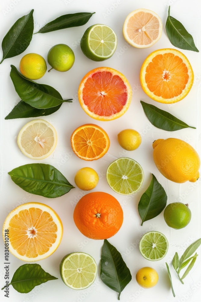 Citruses and Limes on White Surface Citruses and Limes on White Surface