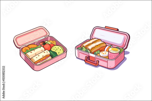 Lunch box Vector illustration Clipart, Lunch box & tiffin box Clipart, food lunch box.
