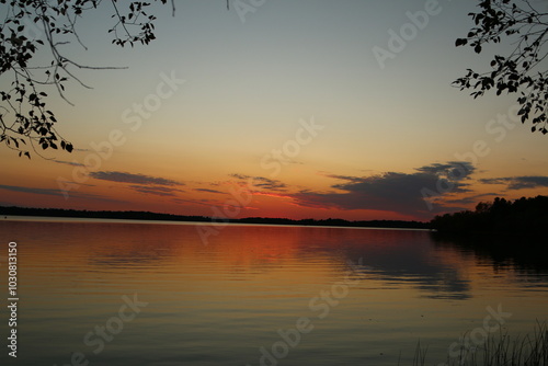 sunset over the lake