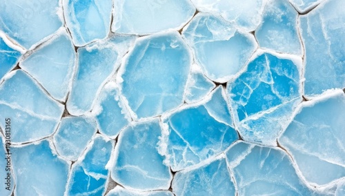 Lake with Cracked Ice and Water in Blue Color photo