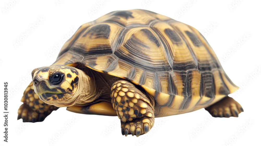 Fototapeta premium PNG Close Up of a Turtle with a Detailed Shell Pattern Isolated on Transparent Background