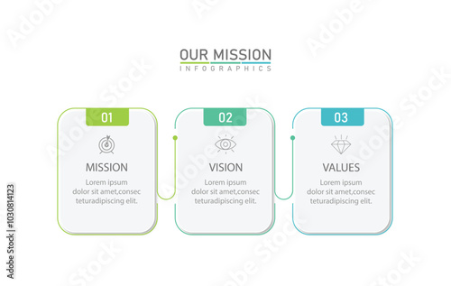 mission, vision, values, graphic design template.with options.