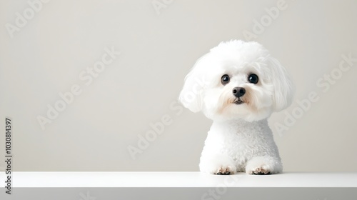 Soft and Gentle Miniature Poodle - Emotional Support Companion in Serene Monochrome Setting