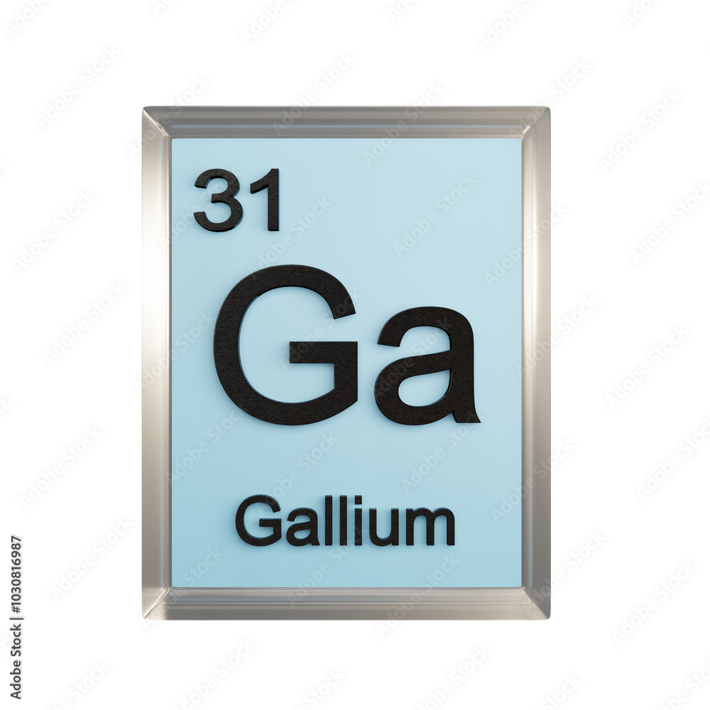 Gallium front - Periodic Table Element, Scientific and Educational Use, Transparent and Translucent Design, 3D Render Gallium front - Periodic Table Element, Scientific and Educational Use, Transparent and Translucent Design, 3D Render