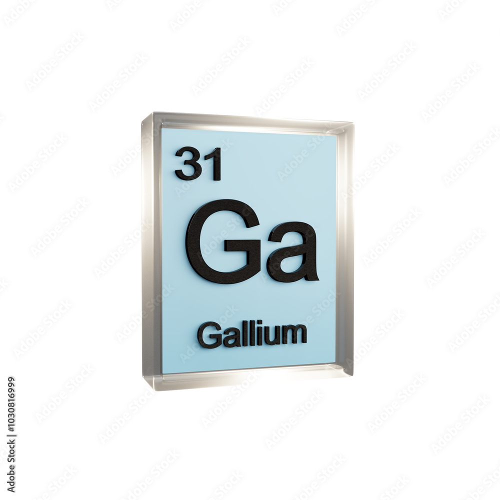 Gallium side - Periodic Table Element, Scientific and Educational Use, Transparent and Translucent Design, 3D Render Gallium side - Periodic Table Element, Scientific and Educational Use, Transparent and Translucent Design, 3D Render