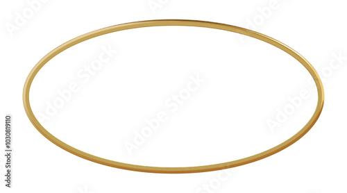 Horizontal golden thin oval picture frame. Border for photo or decor. Realistic shiny vector illustration with gradient mesh isolated on white background.