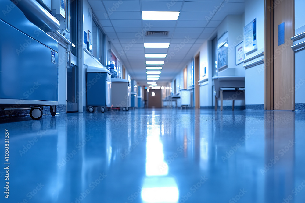 An empty corridor in a hospital ward An empty corridor in a hospital ward