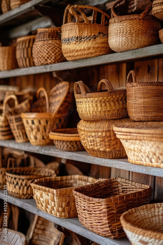 Wicker Basket Shelf Wicker Basket Shelf