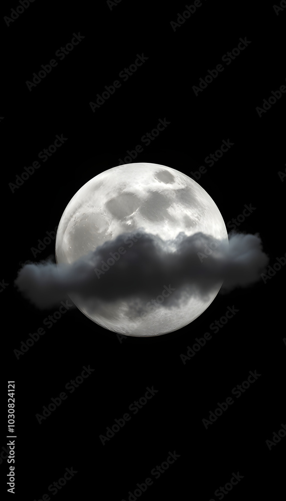 Fototapeta premium moon with textured cloud,Abstract black,isolated on black background isolated with white highlights, png