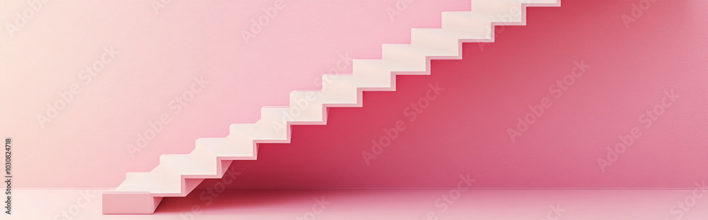 Fototapeta premium Staircase against lightly colored wall, background, minimal concept