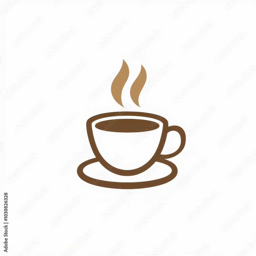 A minimalistic vector illustration of a coffee cup with steam rising, isolated against white background. Ideal for themes related to coffee shops, beverages, and morning routines A minimalistic vector illustration of a coffee cup with steam rising, isolated against white background. Ideal for themes related to coffee shops, beverages, and morning routines
