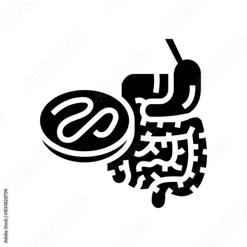 worm digestive system parasite glyph icon vector. worm digestive system parasite sign. isolated symbol illustration