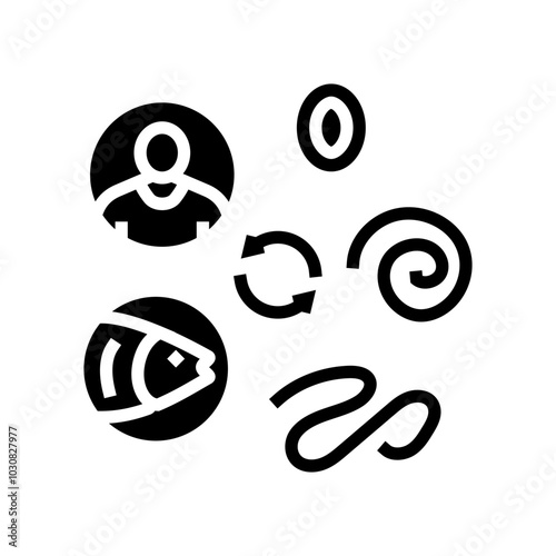 worm lifecycle parasite glyph icon vector. worm lifecycle parasite sign. isolated symbol illustration