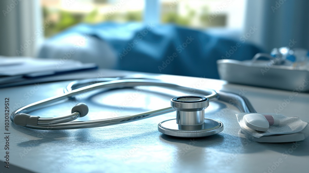 Concept of comprehensive health care includes medical professionals using stethoscopes to diagnose diseases, while health insurance ensures patients can access the necessary medicine and care Concept of comprehensive health care includes medical professionals using stethoscopes to diagnose diseases, while health insurance ensures patients can access the necessary medicine and care