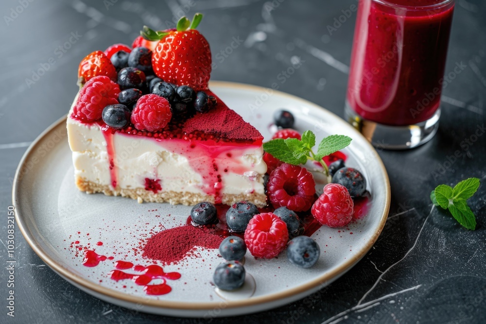 Cheesecake with Berries and Juice Cheesecake with Berries and Juice