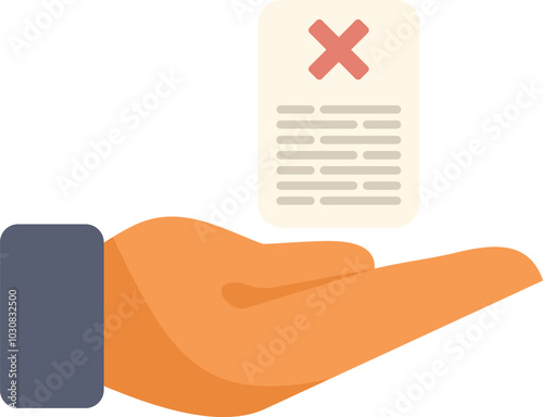 Hand holding rejected contract, agreement or document with red cross sign is a symbol for negative answer or unsuccessful deal