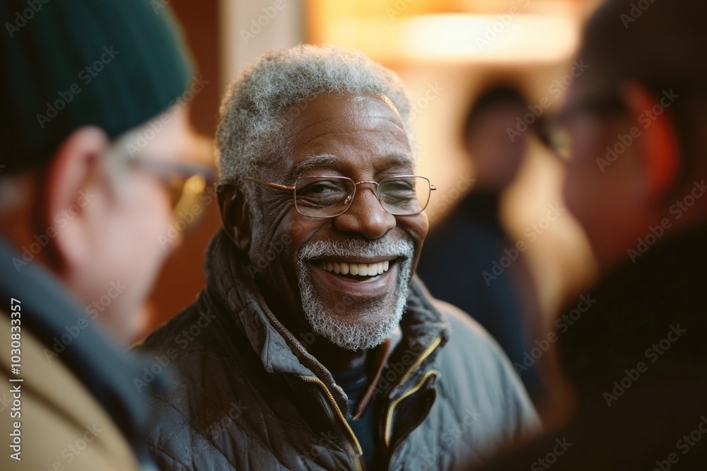 Man with glasses and jacket smiling Man with glasses and jacket smiling