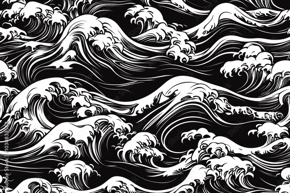 Fototapeta premium Wave Pattern Black and White